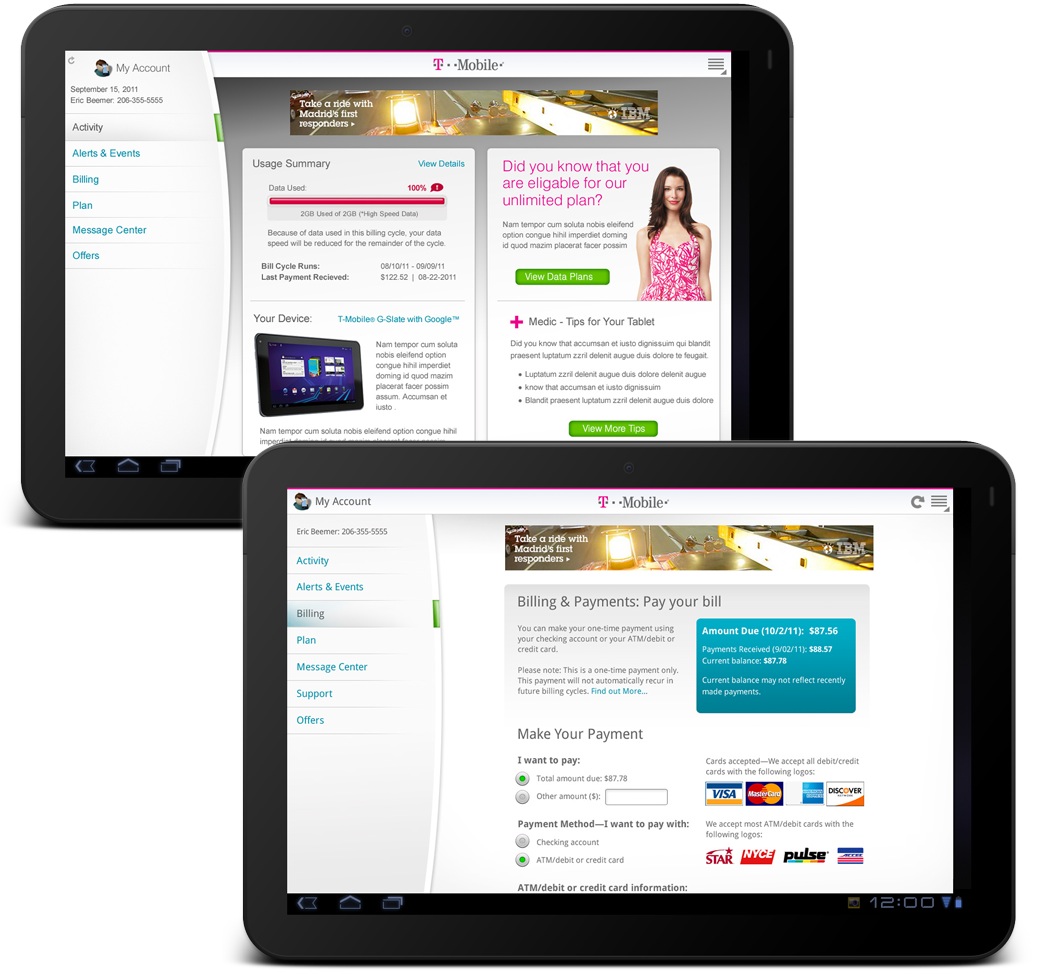 T-Mobile Tablet Android Application App