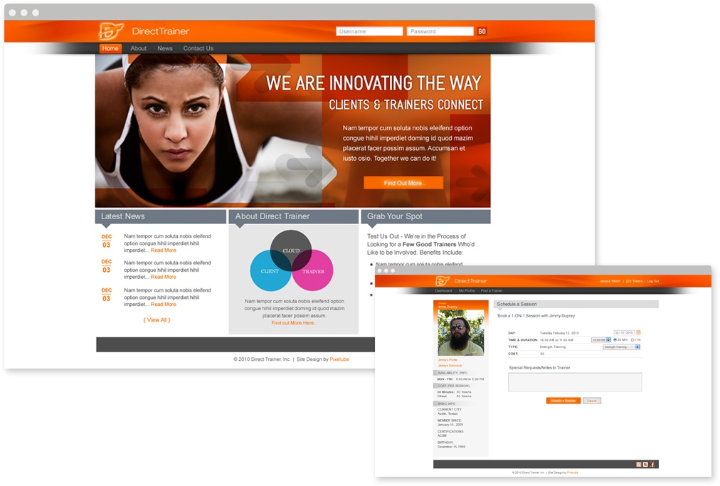 Direct Trainer Application Website Design