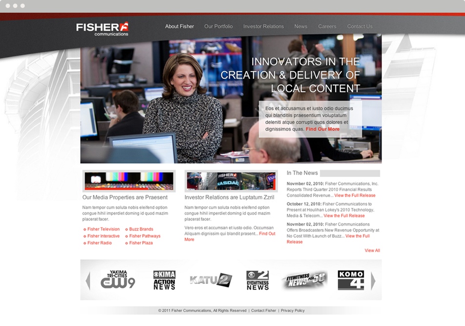 Fisher Communications Homepage Design